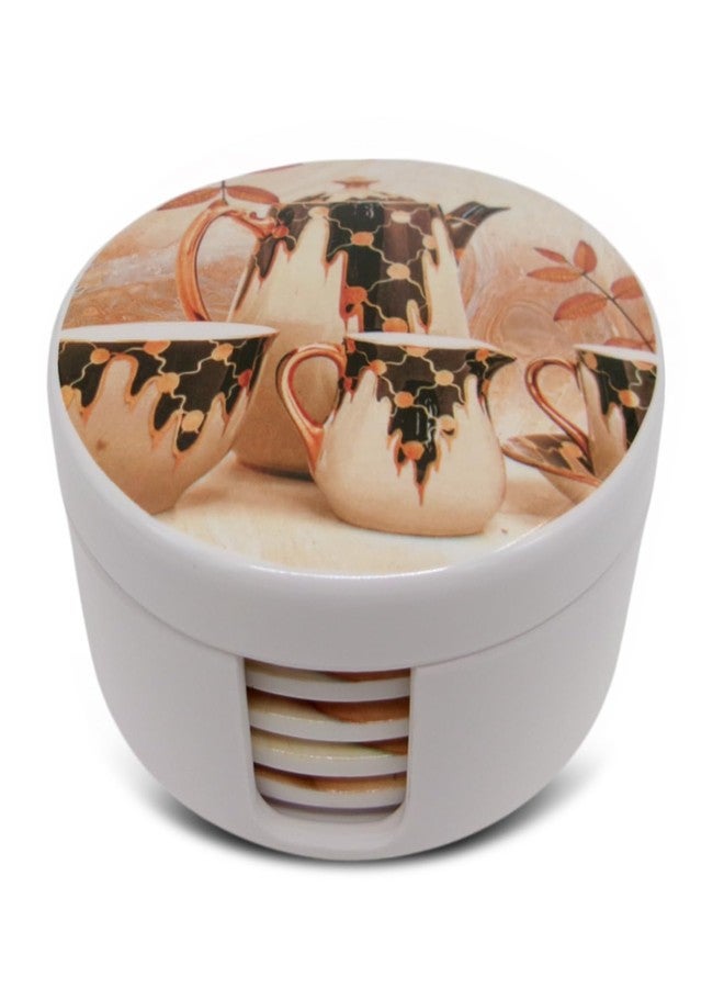 SUPERWARE | Food Grade Melamine | Coaster Set - Turkish Coffee (8 Pcs.) | Serveware, Tableware, Stain Free, Glazed Finish - Image 1